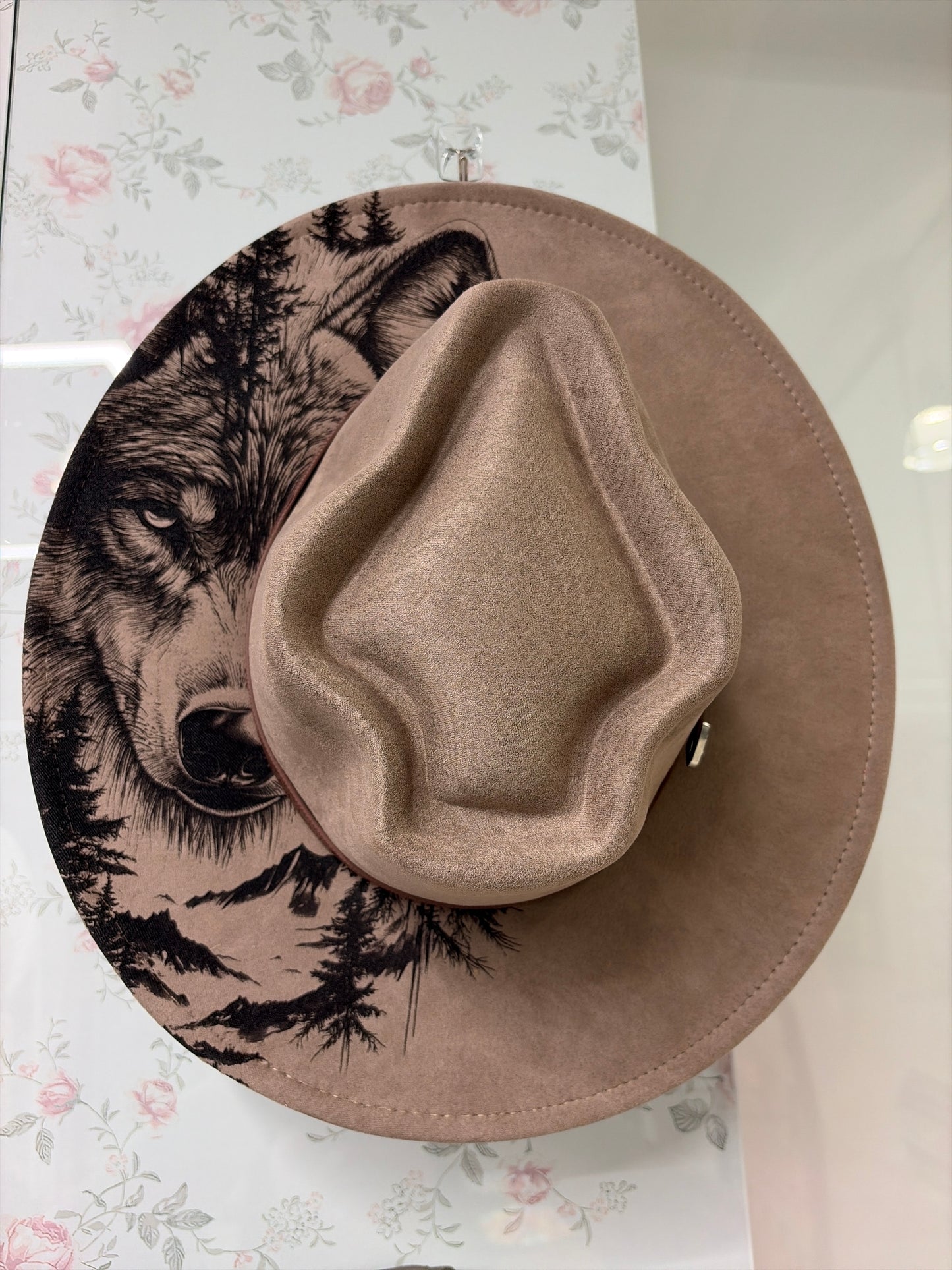 Laser-Engraved Vegan Suede Western Hat