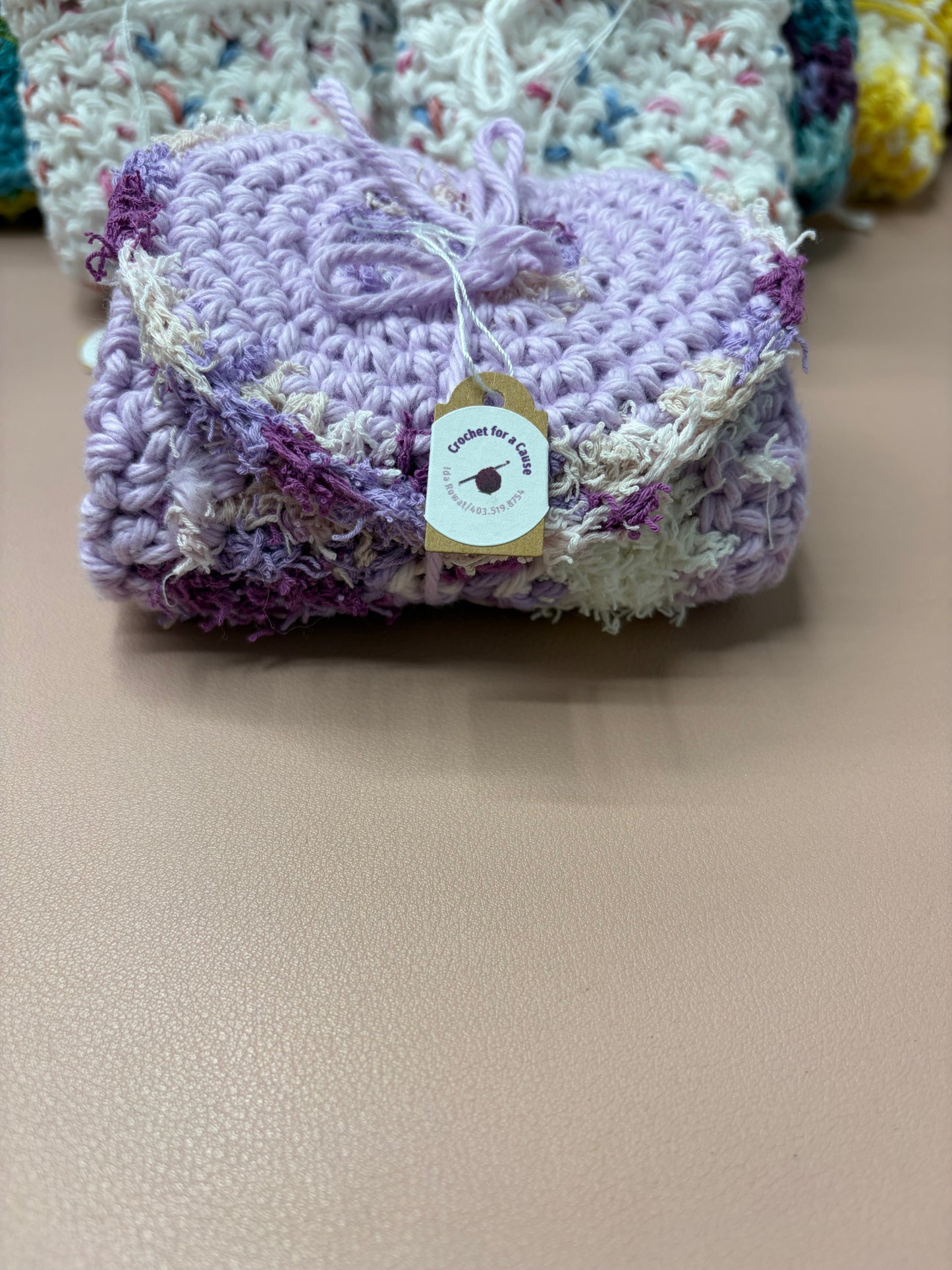 Handmade crochet dish cloth and scrubber set