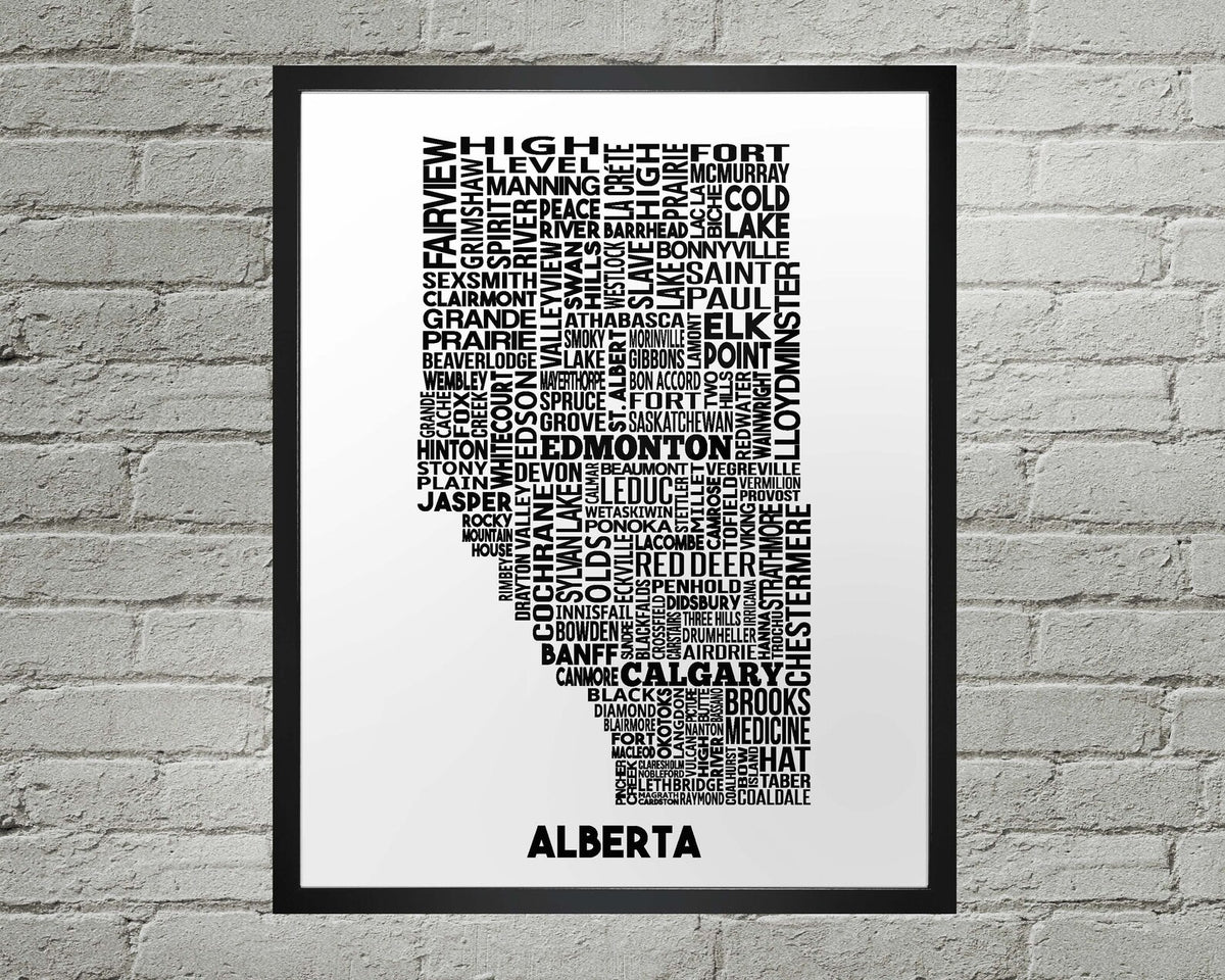 Alberta Cities with Bragg Creek Red Map