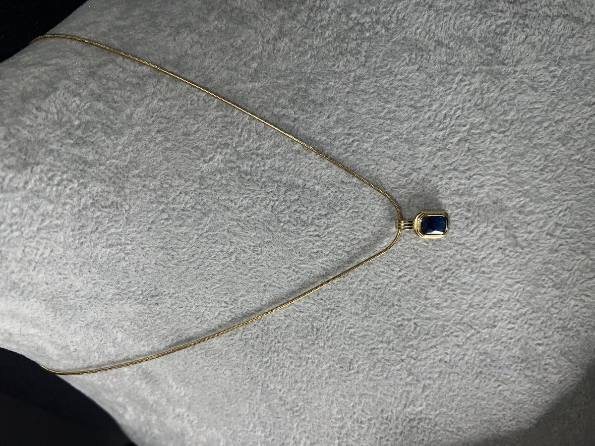 Rectangle Gem Navy Necklace