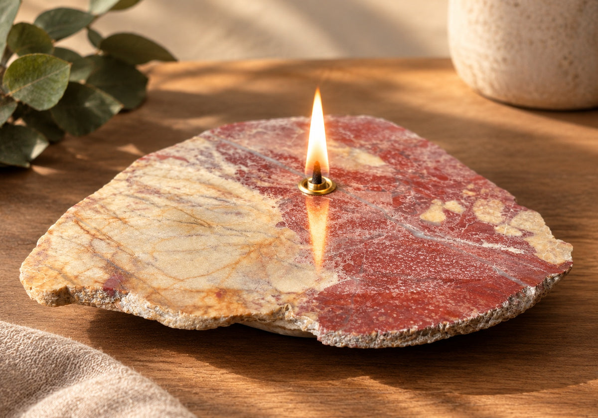 Single Wick Jasper Rocklight Oil Lamp