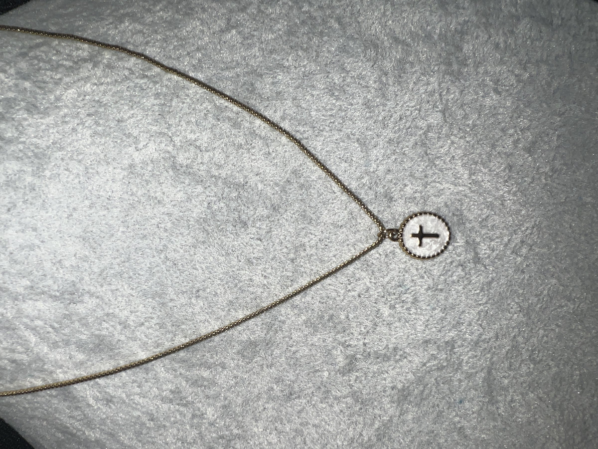 White Oval Cross Necklace