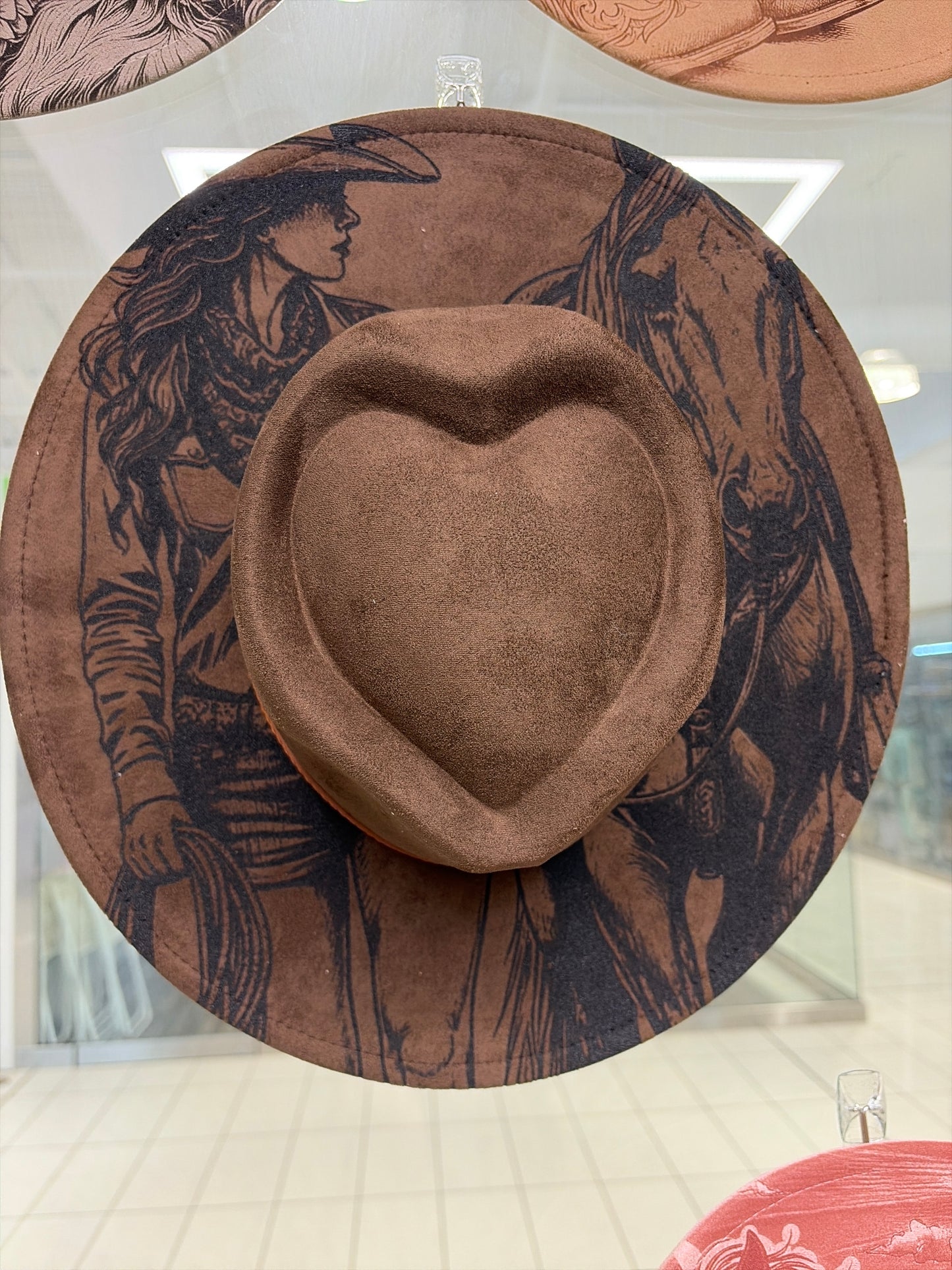 Laser-Engraved Vegan Suede Western Hat