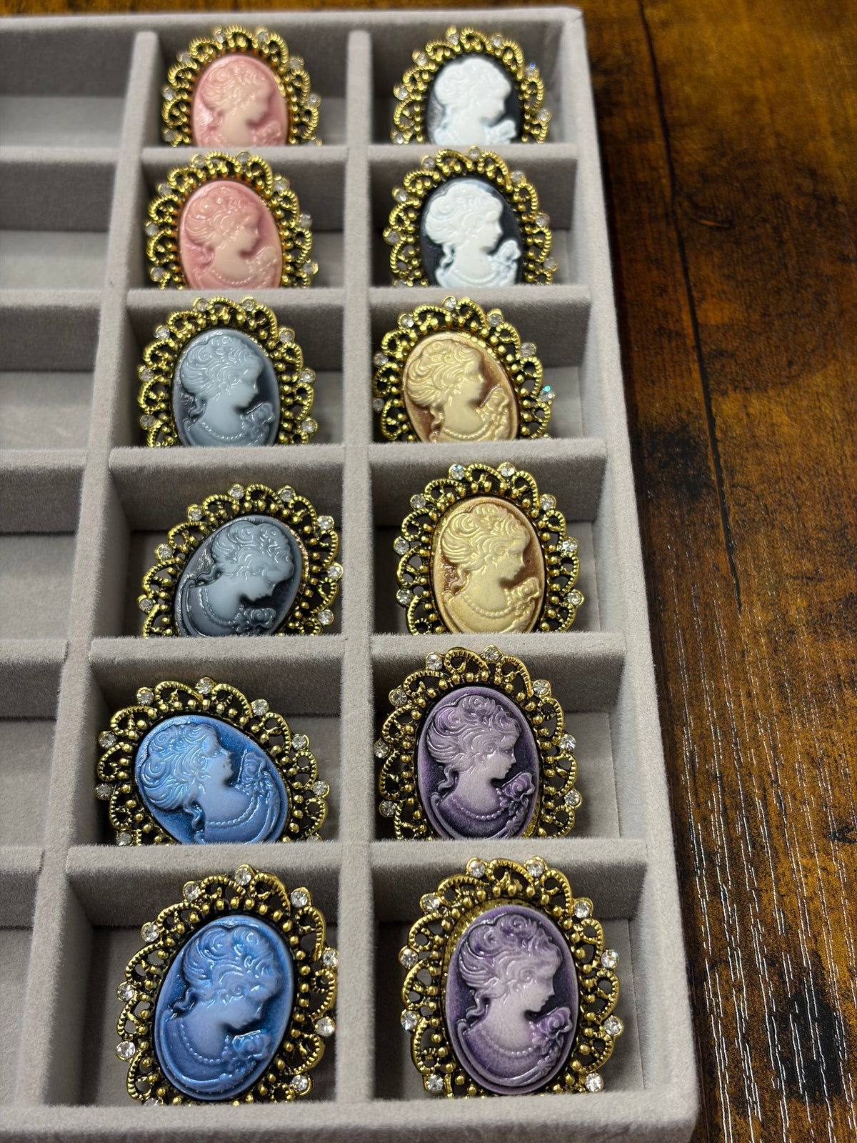 Lady of the Prairie Cameo Brooches