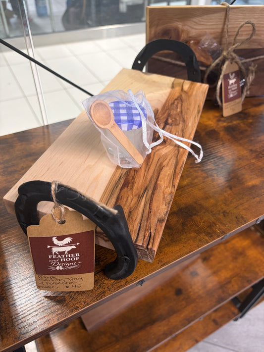 Maple Serving Tray with Genuine Horseshoe Handles