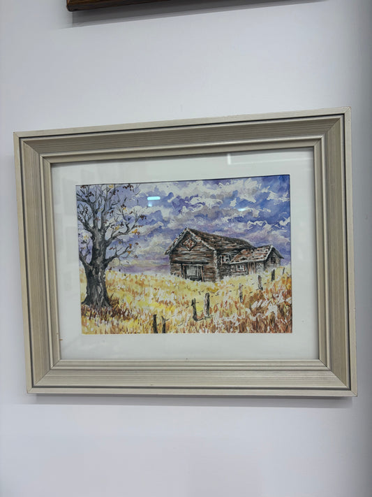 Framed Prairie Watercolour Art