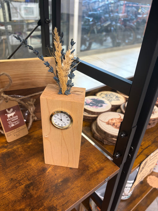 Handcrafted Maple Wooden Bud Vase Clock