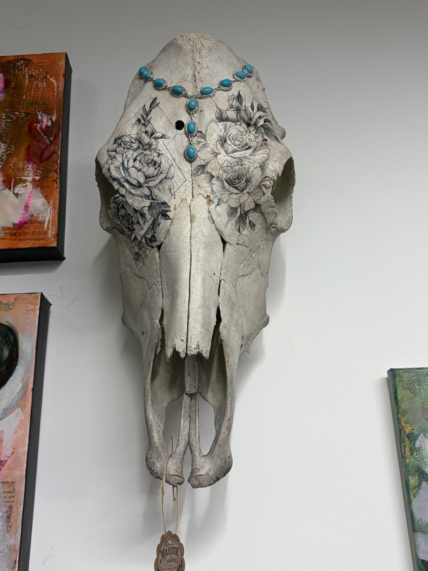 Genuine cow skull • Hand-decorated • One of a kind