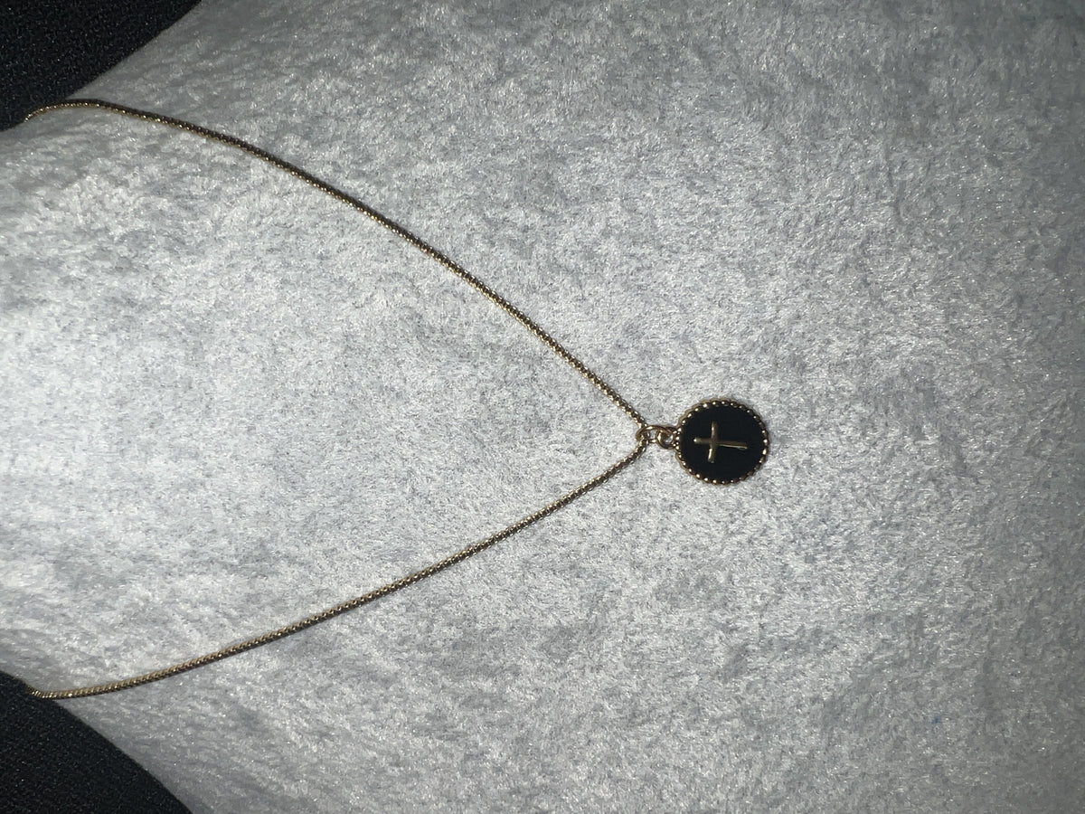 Black Oval Cross Necklace