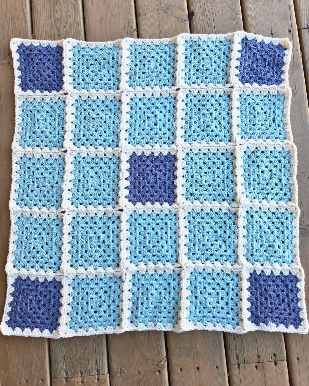 Blue Granny Square Baby Banket