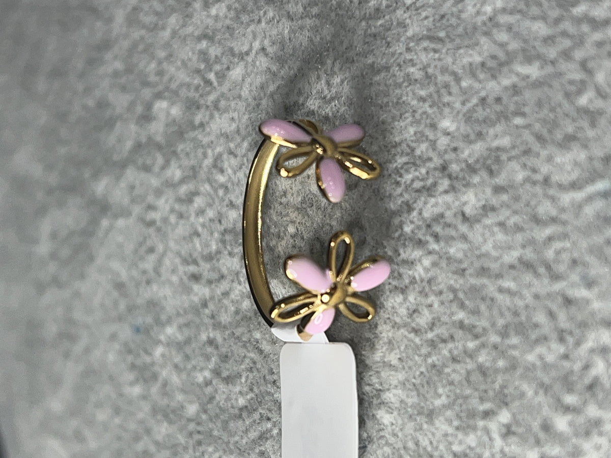 Double Flower Ring with Pink