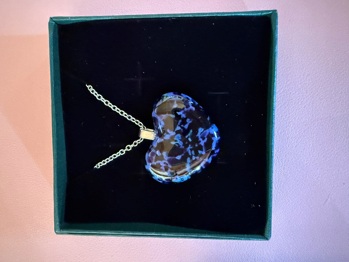 Fused glass heart necklace
