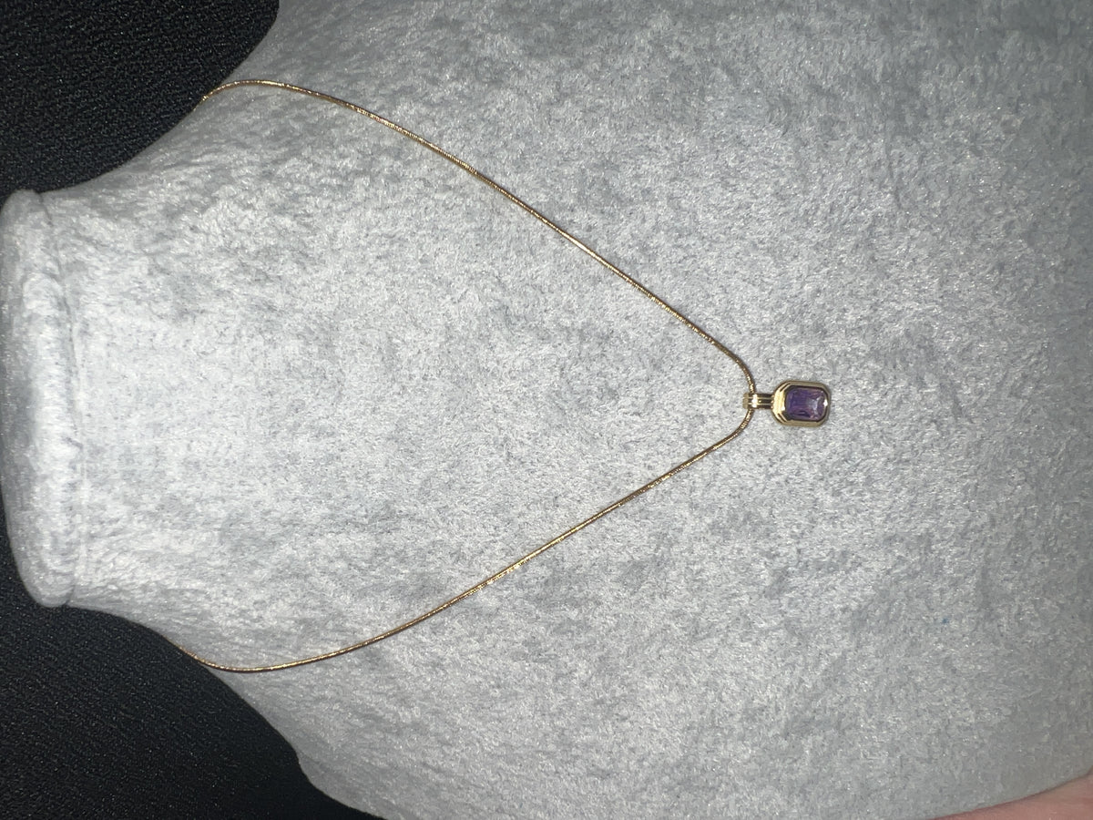 Rectangle Gem Purple Necklace