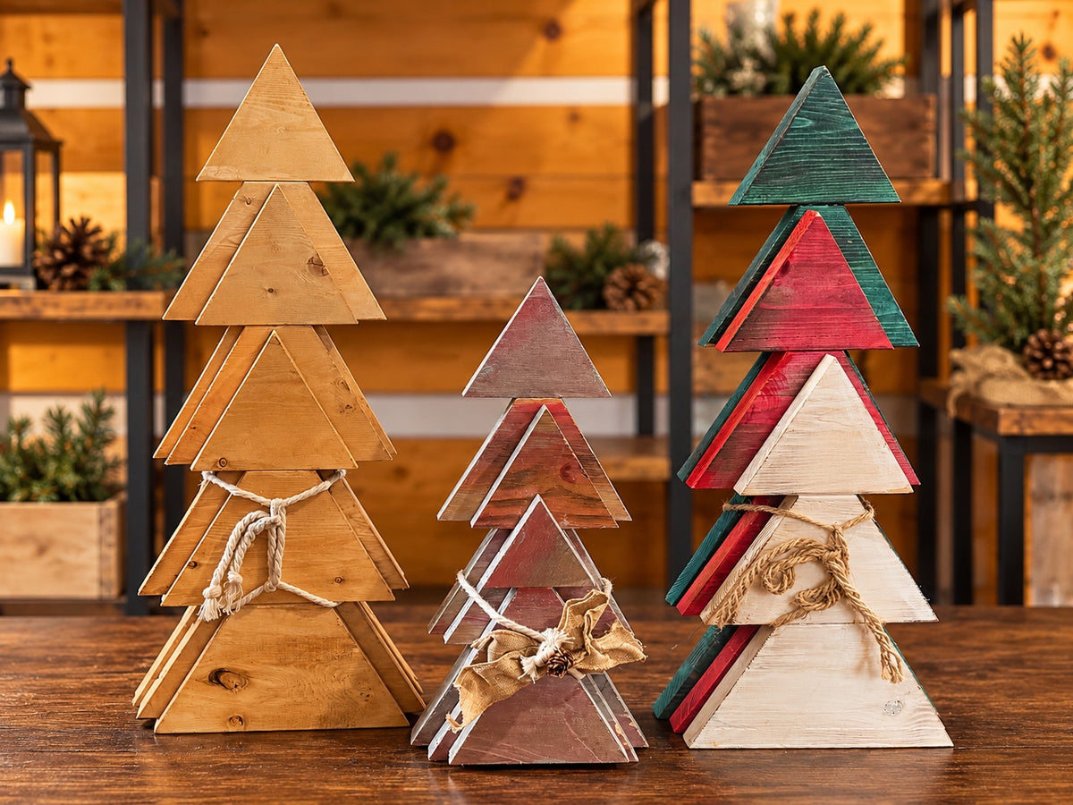 Rustic Wooden Christmas Trees – Set of 3