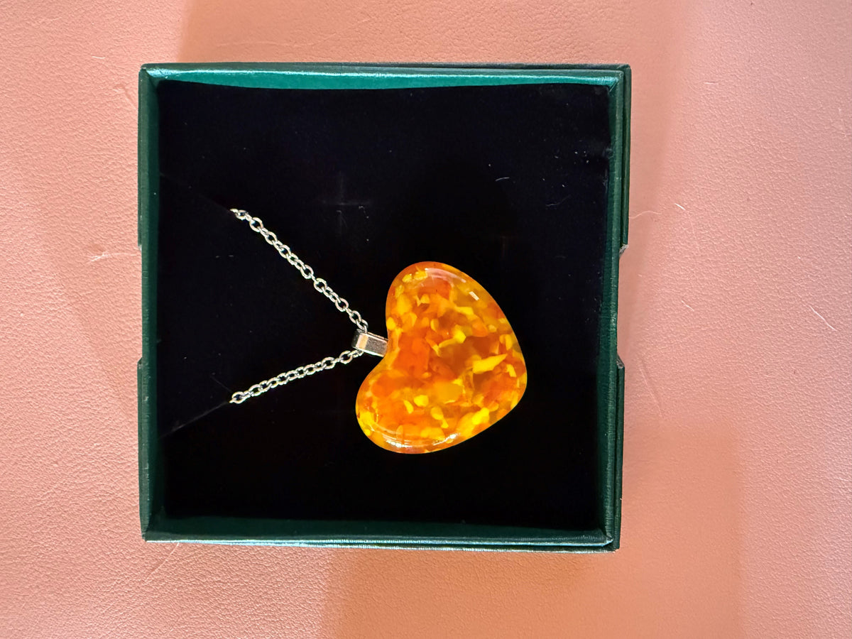 Yellow glass heart necklace